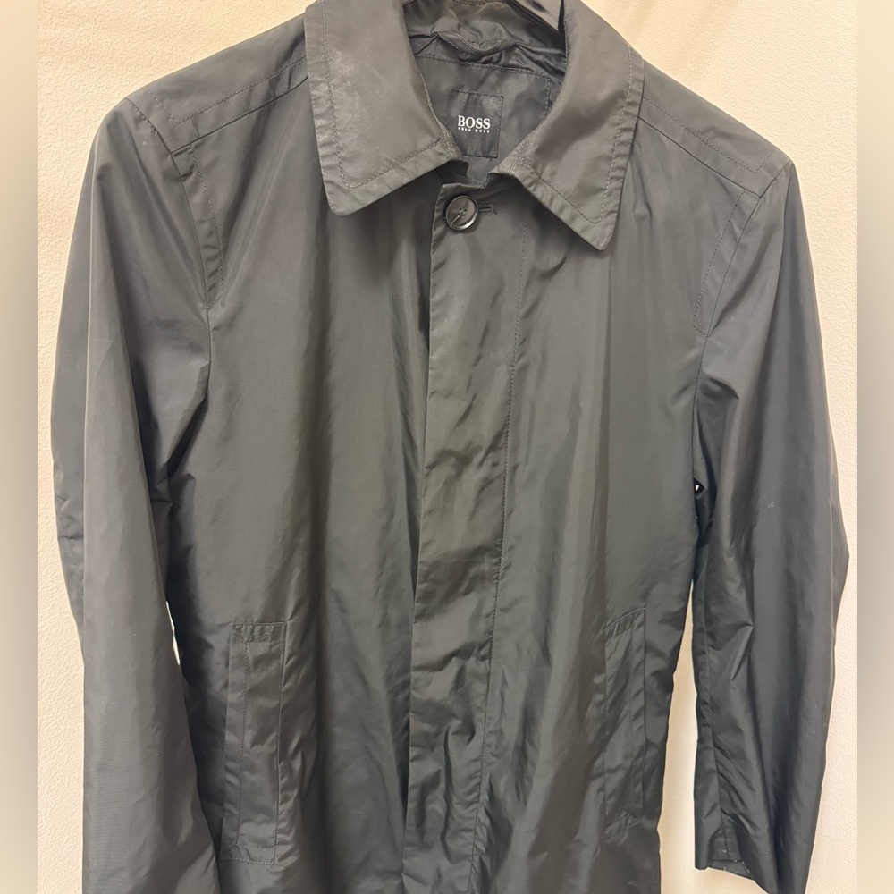 BOSS Men's Black Trench Coat
